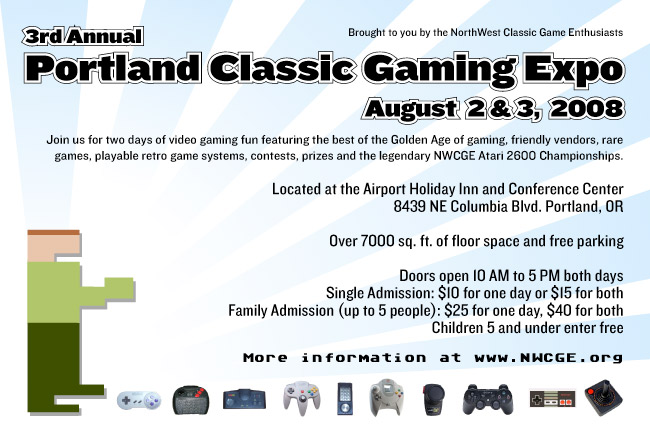 Portland Classic Gaming Expo flyer front