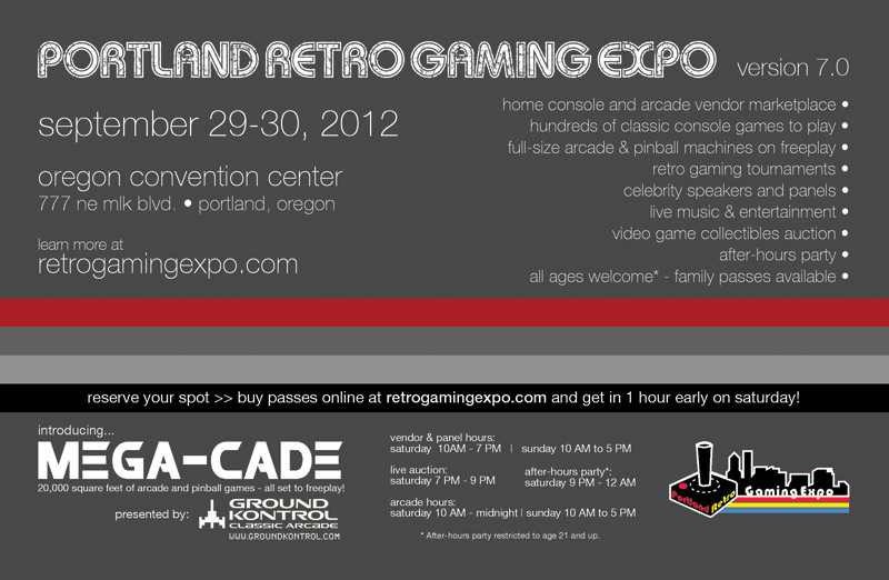 Portland Retro Gaming Expo 2012 pre-flyer back