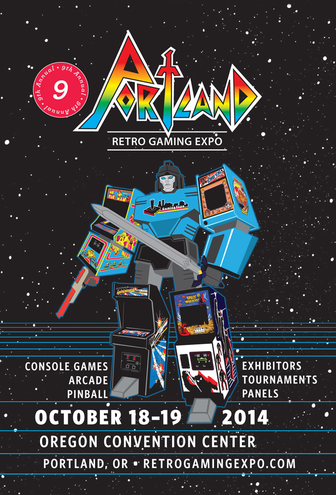 Portland Retro Gaming Expo 2014 flyer front
